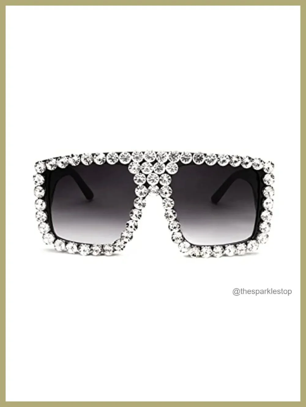 Women's Retro Square Rhinestone Sunglasses Bling Bling Glasses